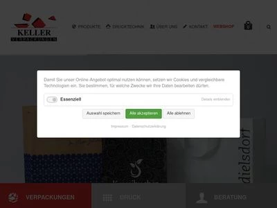 Website von Keller Verpackungen AG