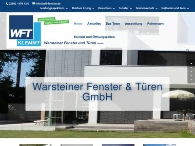 Website von WFT- Warsteiner Fenster & Türen GmbH