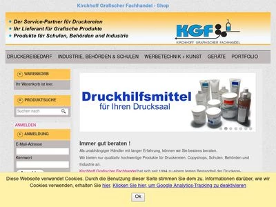 Website von Kirchhoff Graphischer Fachhandel