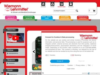 Website von Wiemann Lehrmittel e. K.