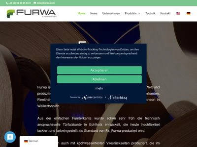 Website von FURWA Furnierkanten GmbH