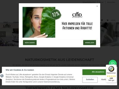 Website von CMD Naturkosmetik, Carl-Michael Diedrich e.K.