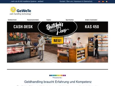 Website von GeWeTe Geldwechsel- & Sicherheitstechnik GmbH