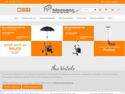Website von MPB-Rollstuhlzubehör