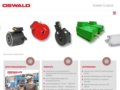 Website von Oswald Elektromotoren GmbH