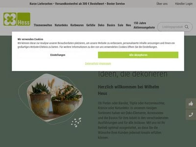 Website von Wilhelm Hess  GmbH & Co. KG Floristenbedarf