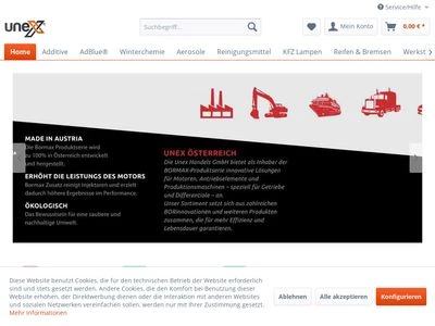Website von Unex GmbH