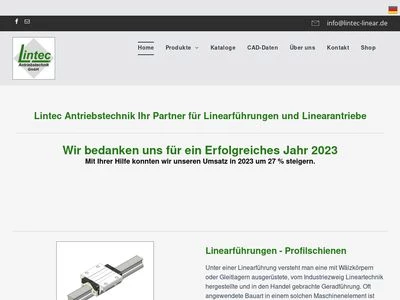Website von Lintec Antriebstechnik GmbH