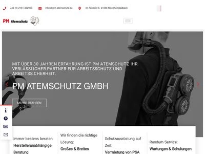 Website von PM Atemschutz GmbH