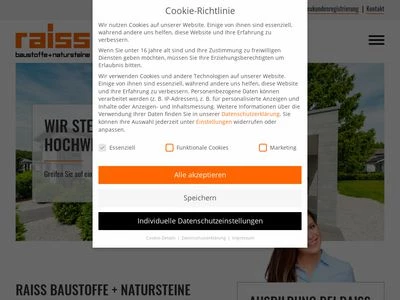 Website von E. Raiss GmbH + Co. Baustoffhandel KG