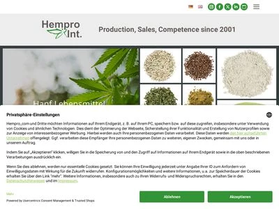 Website von Hempro International GmbH