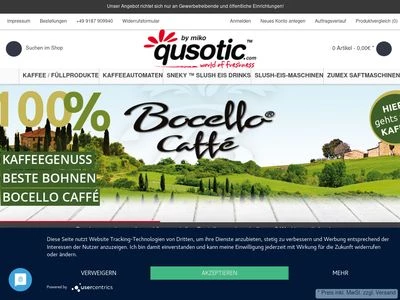Website von qusotic Shop - Miko Kaffee GmbH