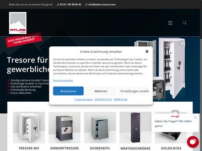 Website von Atlas Tresore GmbH