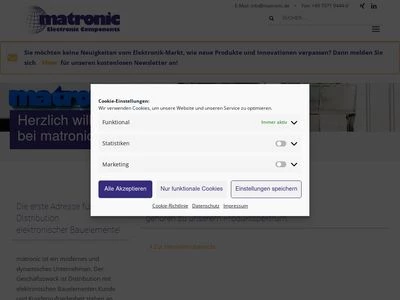 Website von matronic GmbH & Co. Electronic Vertriebs KG