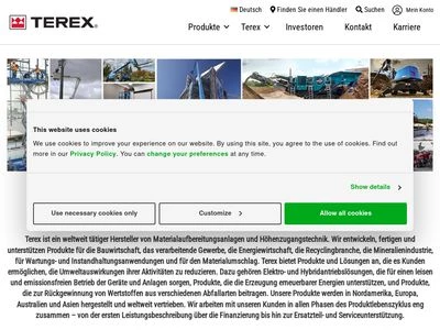 Website von Terex Germany GmbH & Co KG