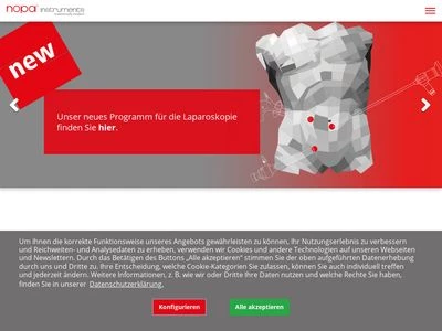 Website von nopa instruments Medizintechnik GmbH