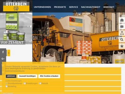 Website von Zement- und Kalkwerke Otterbein GmbH & Co. KG