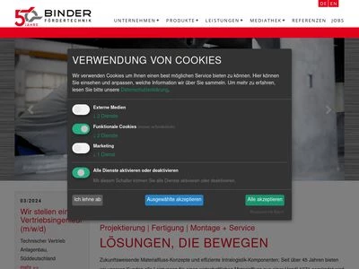 Website von BINDER GmbH
