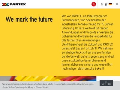 Website von Partex Marking System GmbH