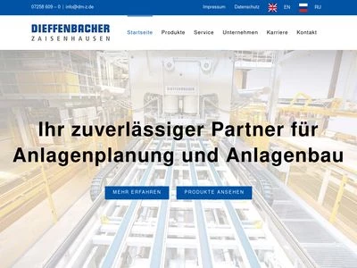 Website von Dieffenbacher Maschinenfabrik GmbH