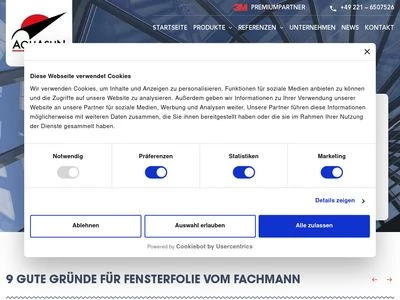 Website von Aquasun Schutzfolien GmbH