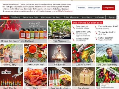 Website von Chili Food