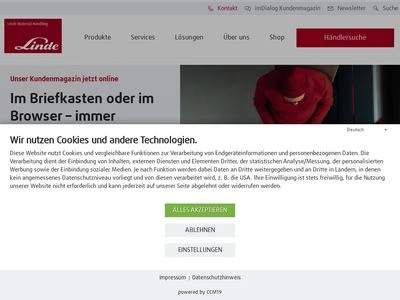 Website von Linde Material Handling GmbH