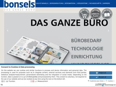 Website von Bonsels Bürotechnik GmbH