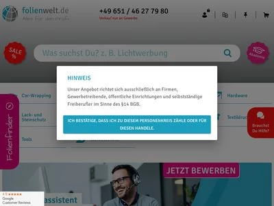 Website von Folienwelt.de 4GM GmbH