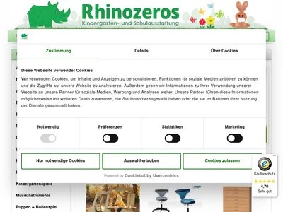 Website von Rhinozeros GmbH Kindergarten- und Schulausstattung