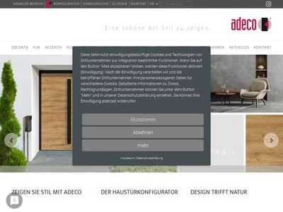 Website von adeco Türfüllungstechnik GmbH