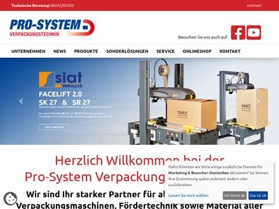 Website von Pro-System Verpackungstechnik GmbH