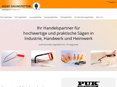 Website von Josef Haunstetter Sägenfabrik KG