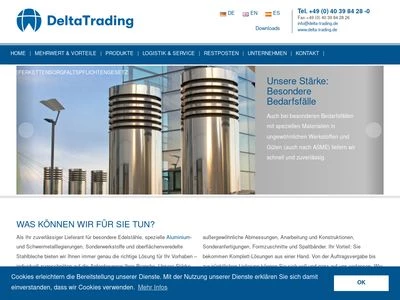 Website von DELTA-TRADING GmbH Metallhandel