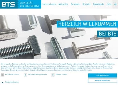 Website von BTS Befestigungselemente-Technik GmbH