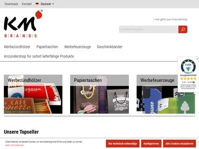 Website von KM Zündholz International Karl Müller GmbH
