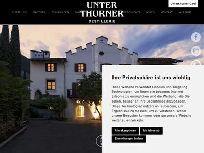 Website von Privatbrennerei Unterthurner GmbH