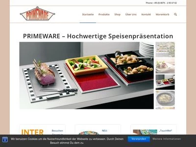 Website von Primeware Ceramics GmbH