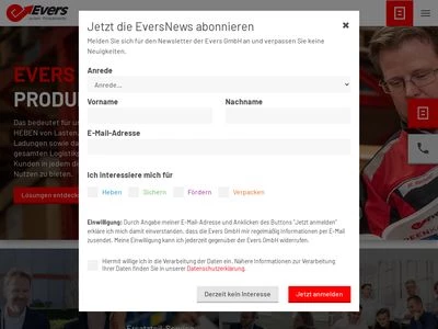 Website von Evers GmbH