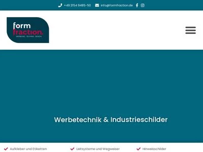 Website von formfraction GmbH