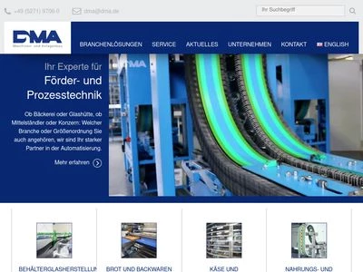 Website von DMA Maschinen- und Anlagenbau GmbH & Co. KG