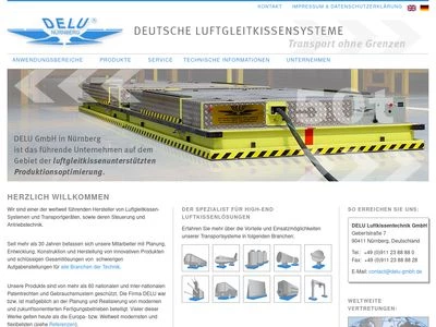 Website von DELU Luftkissen Transportgerätetechnik GmbH