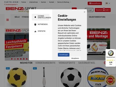 Website von Gotthilf Benz Turngerätefabrik GmbH+Co KG