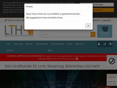 Website von LTH - Das Lichttechnikhaus Vertriebs GmbH