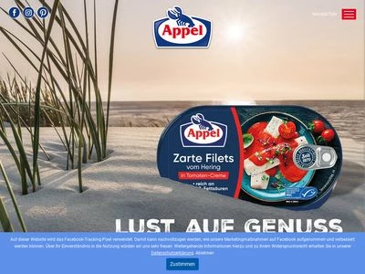 Website von Appel Feinkost GmbH & Co. KG