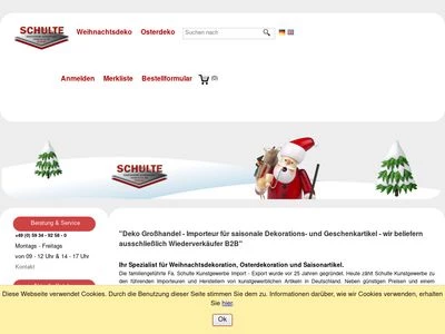 Website von Schulte Kunstgewerbe Int. GmbH & Co. KG