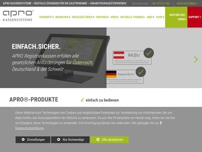 Website von APRO Kassensysteme GmbH