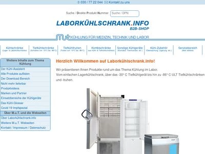Website von M.u.T. Vertriebsgesellschaft für Medizin, Technik und Labor mbH