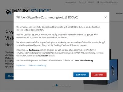 Website von The Imaging Source Europe GmbH