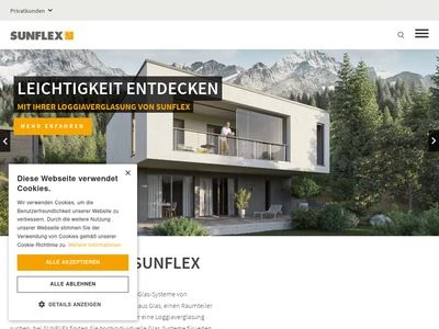 Website von SUNFLEX Aluminiumsysteme GmbH